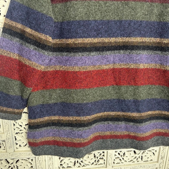 Vintage Lauren Ralph Lauren 100% Lambswool Striped Colorful Mockneck Sweater - Picture 2 of 7